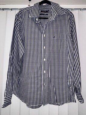 Men's Nautica Gingham Button Down in Deep Purple and White Size Large NWOT